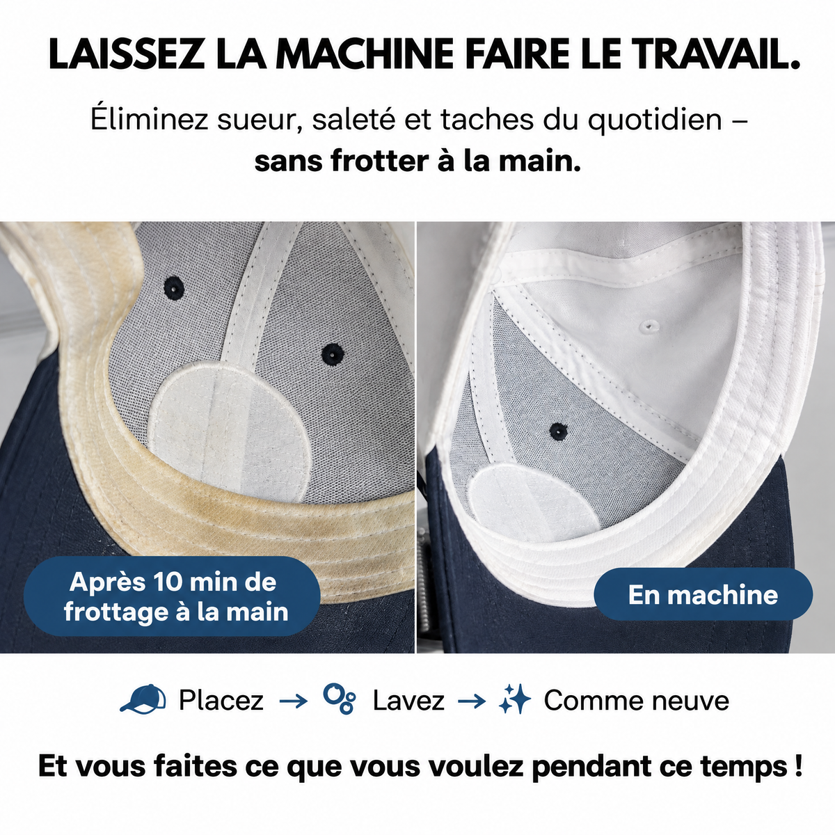 Lave-Casquette™ – Vos casquettes propres en machine, sans perdre leur forme