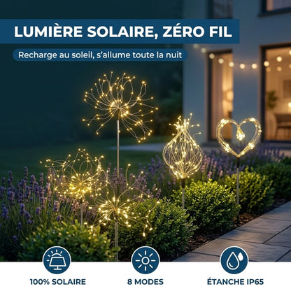 Lampes Solaires Jardin LED Feu d’Artifice – Éclairage Extérieur Magique
