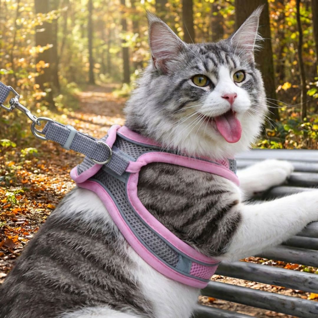 Confort et Sécurité : Harnais Anti-Fuite pour Chat avec Laisse Offerte