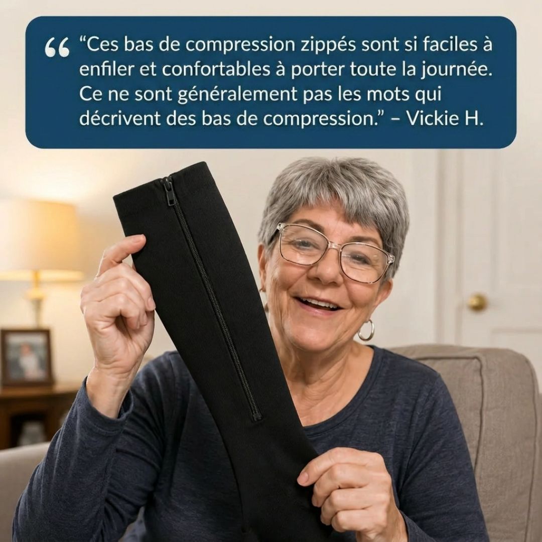 Bas de Compression Zippés – Jambes Légères et Confortables