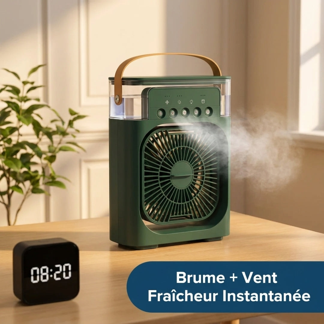 ClimaFlow – Ventilateur Rafraîchissant 3-en-1 Portable