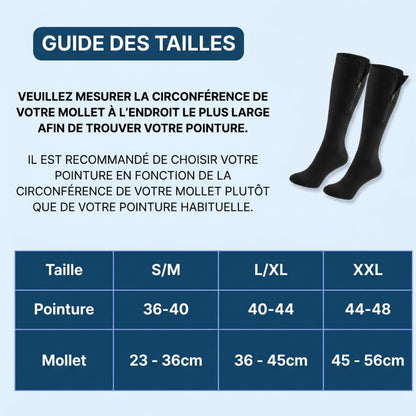 Bas de Compression Zippés – Jambes Légères et Confortables