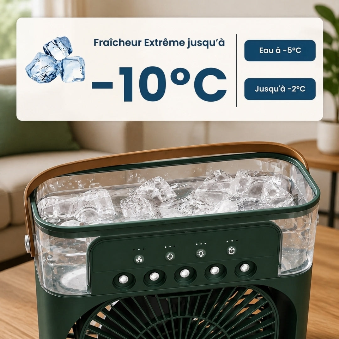 ClimaFlow – Ventilateur Rafraîchissant 3-en-1 Portable