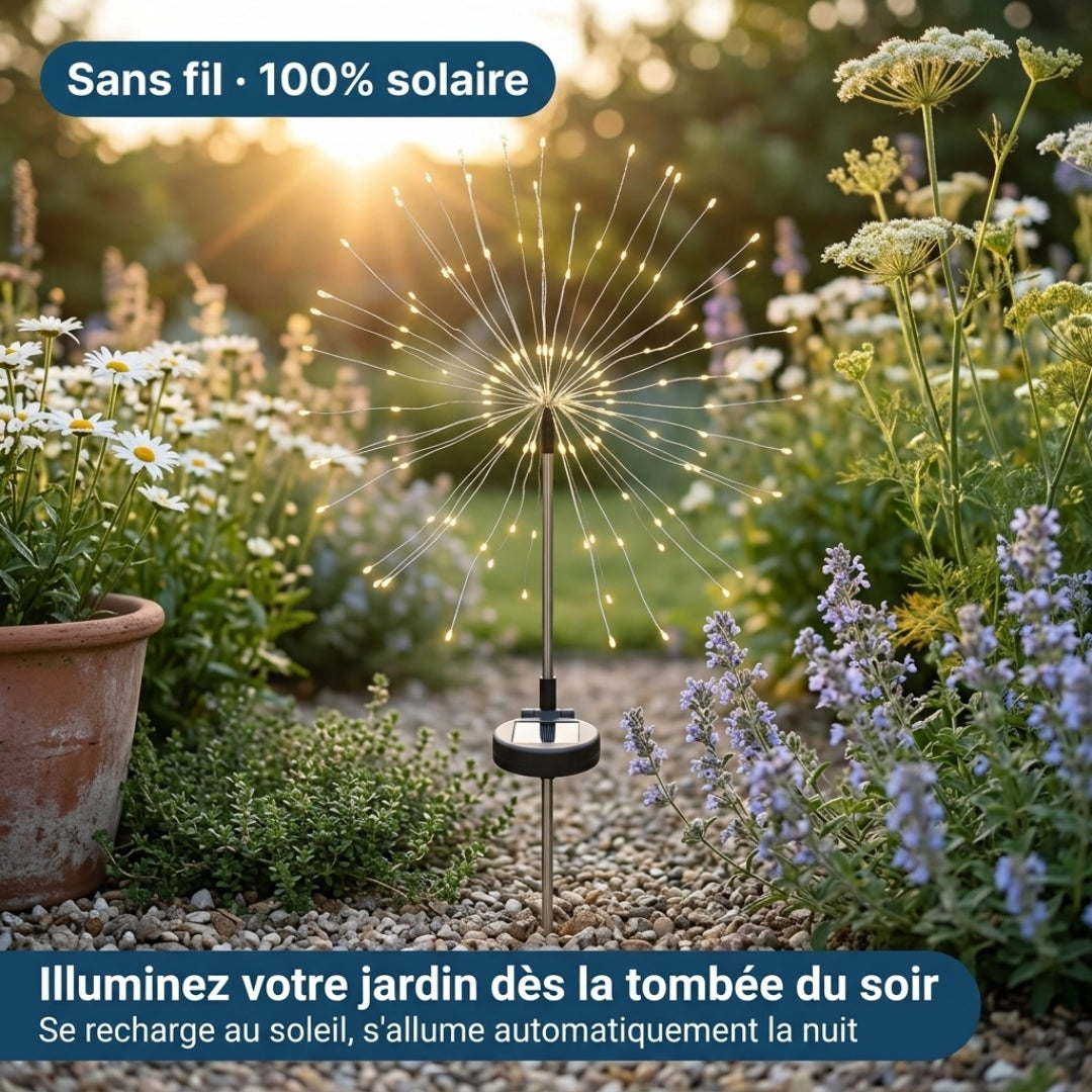 Lampes Solaires Jardin LED Feu d’Artifice – Éclairage Extérieur Magique