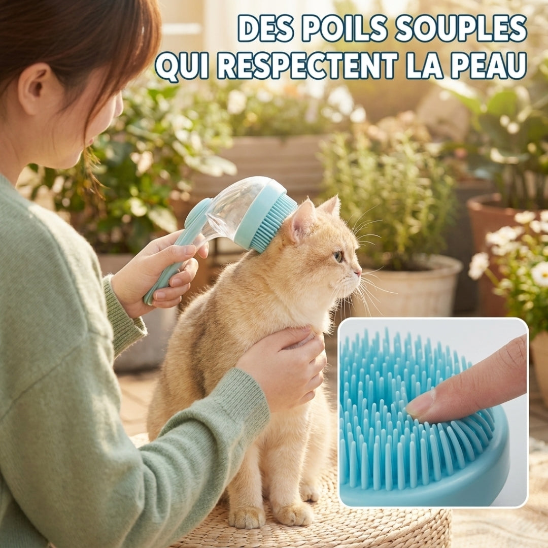 Brosse Bain 2-en-1 – Un toilettage facile, doux et sans stress