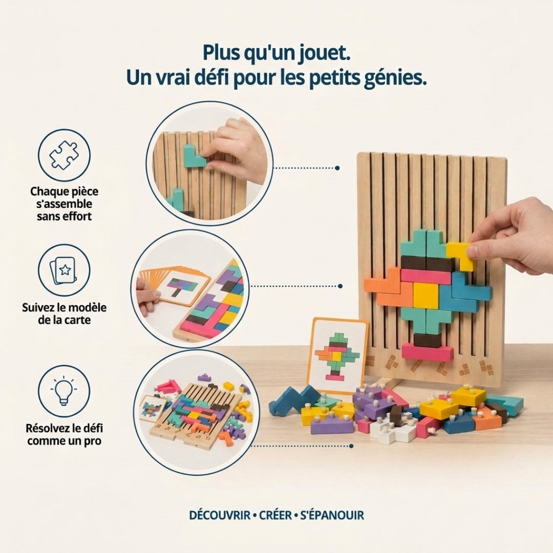 Tétris en Bois Montessori – Le jeu malin qui développe l’esprit des enfants