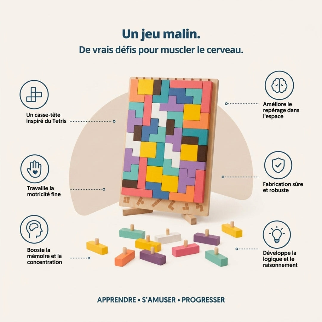 Tétris en Bois Montessori – Le jeu malin qui développe l’esprit des enfants
