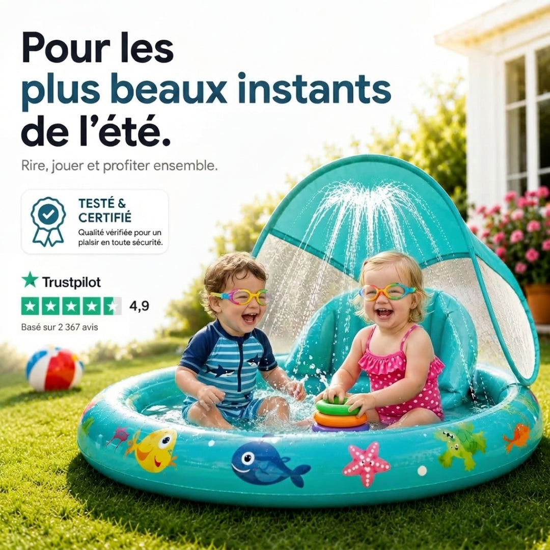 Aire de jeu aquatique bébé avec protection solaire intégrée
