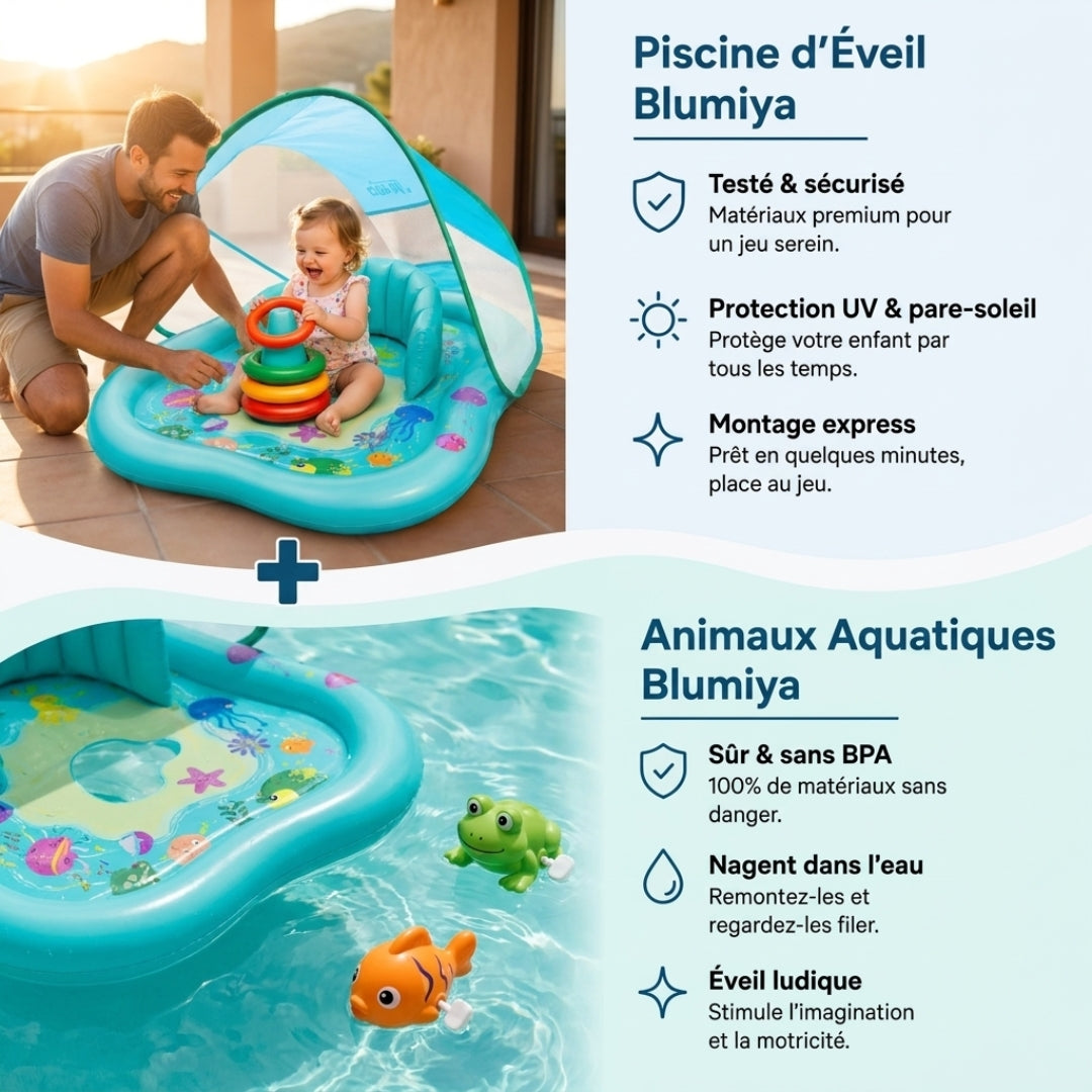 Aire de jeu aquatique bébé avec protection solaire intégrée