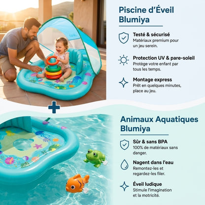 Aire de jeu aquatique bébé avec protection solaire intégrée