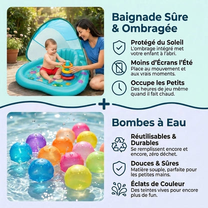Aire de jeu aquatique bébé avec protection solaire intégrée