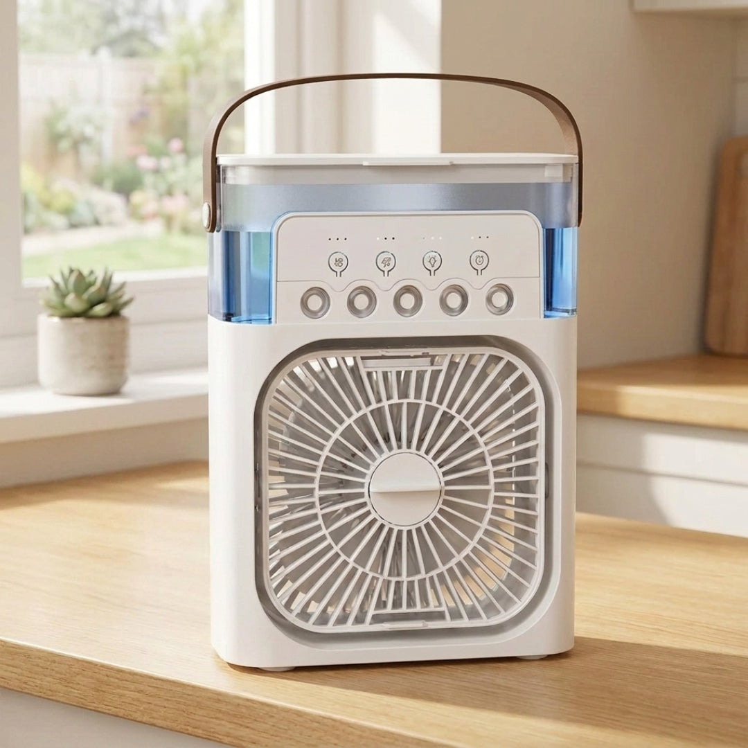 ClimaFlow – Ventilateur Rafraîchissant 3-en-1 Portable