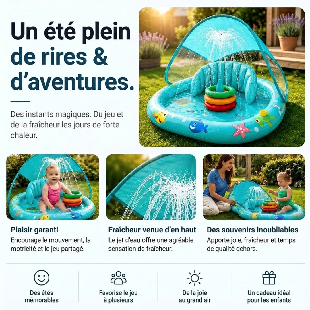 Aire de jeu aquatique bébé avec protection solaire intégrée