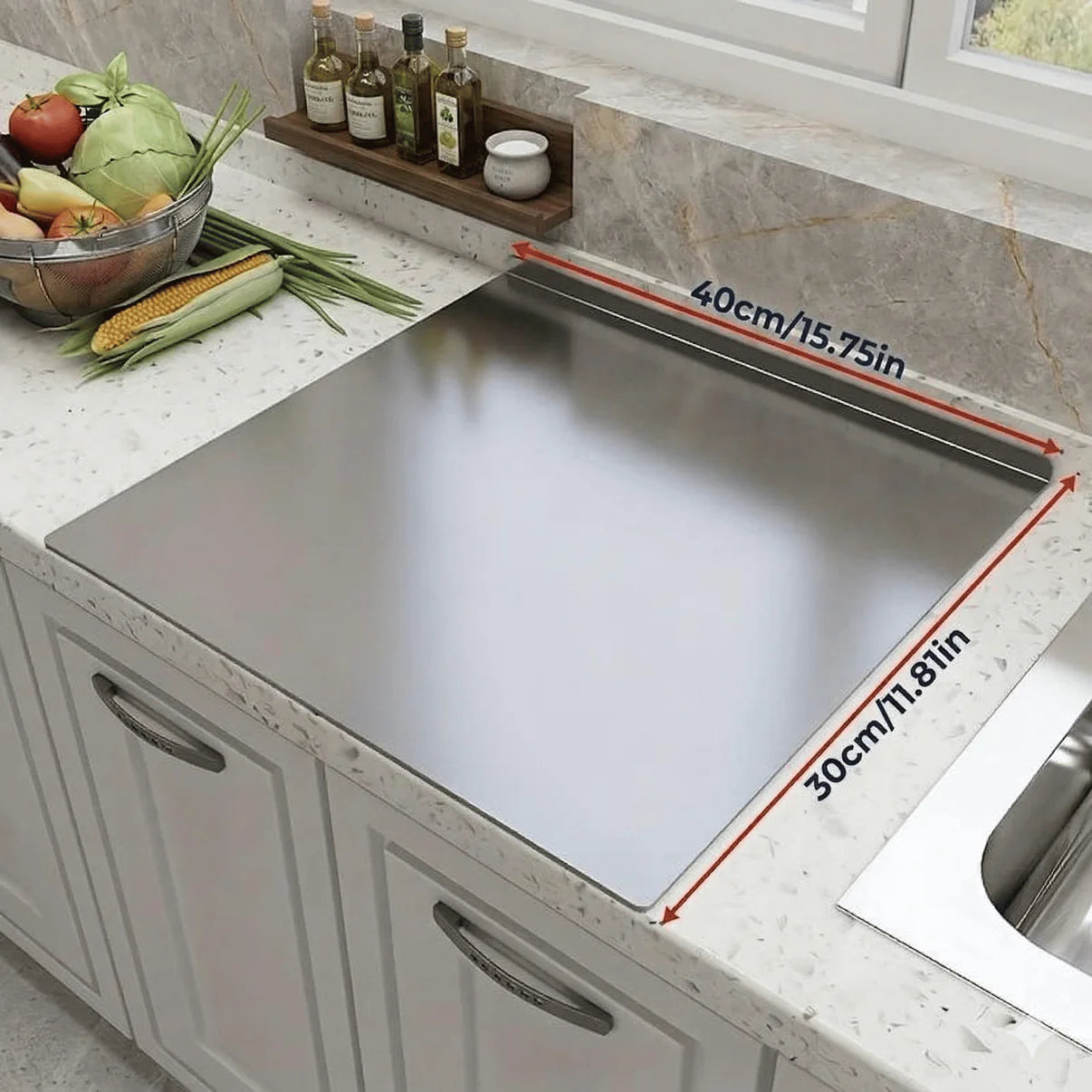 Planche à Découper en Acier Inox – Une surface de découpe élégante