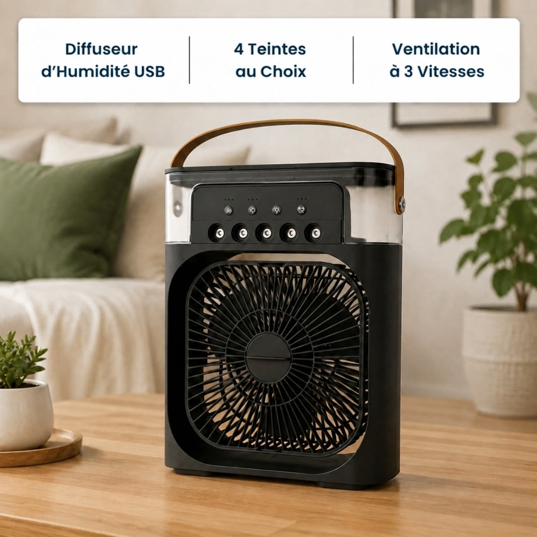 ClimaFlow – Ventilateur Rafraîchissant 3-en-1 Portable