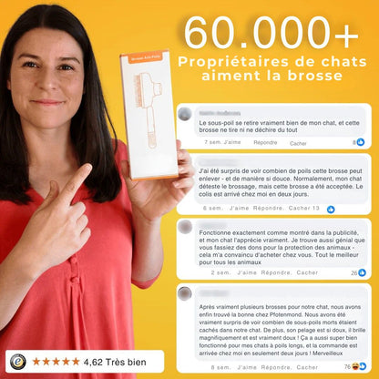 Brosse Anti-Poils Premium – Nettoyage Rapide & Doux pour Chats