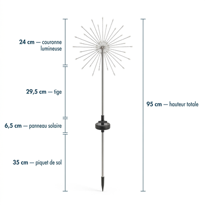 Lampes Solaires Jardin LED Feu d’Artifice – Éclairage Extérieur Magique
