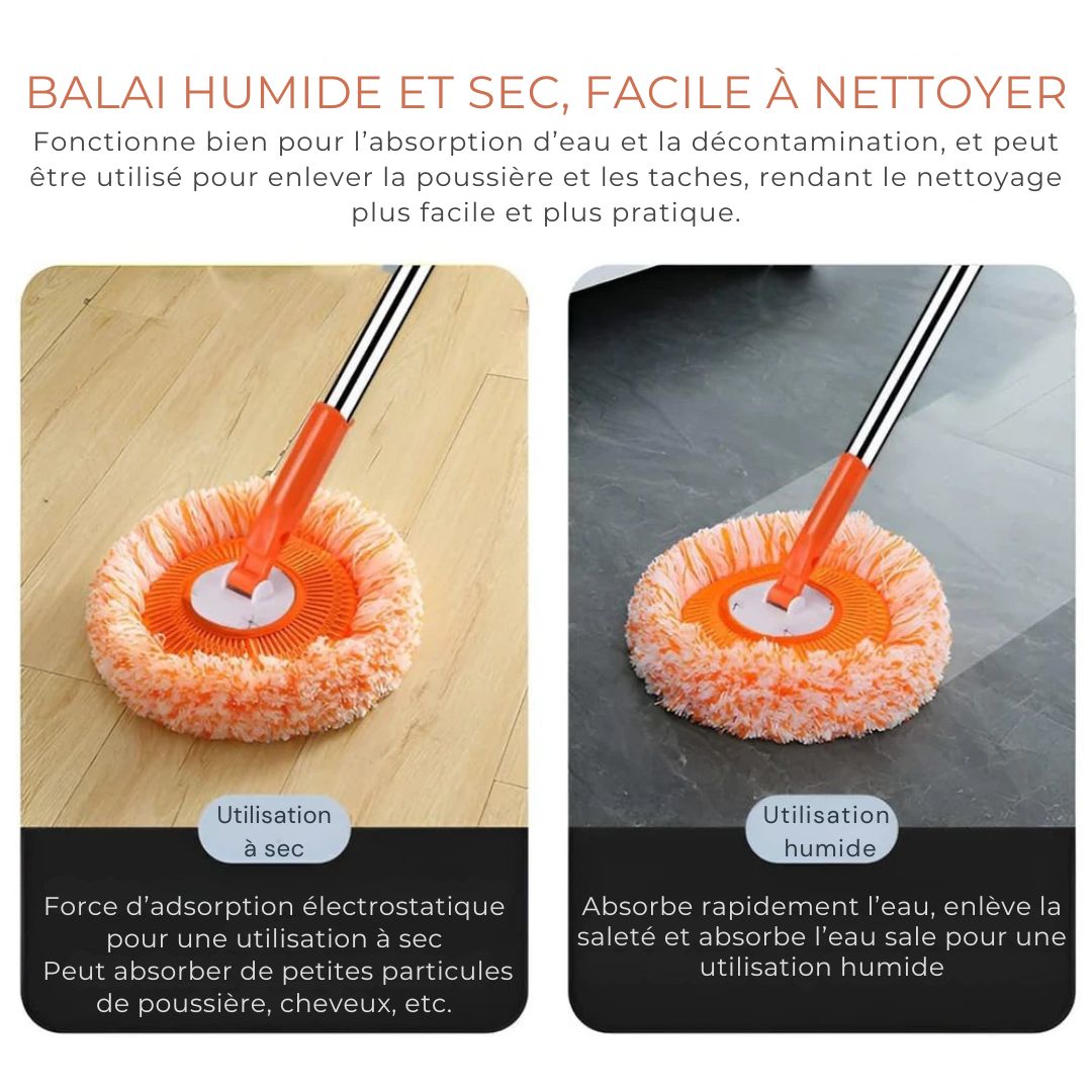 Mop Rotatif Magique – Nettoyez sans effort, jusque dans les moindres recoins