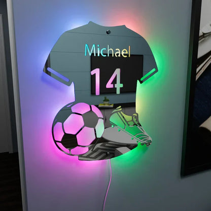 Lumifoot | Personalisierte LED-Spiegellampe Fußball