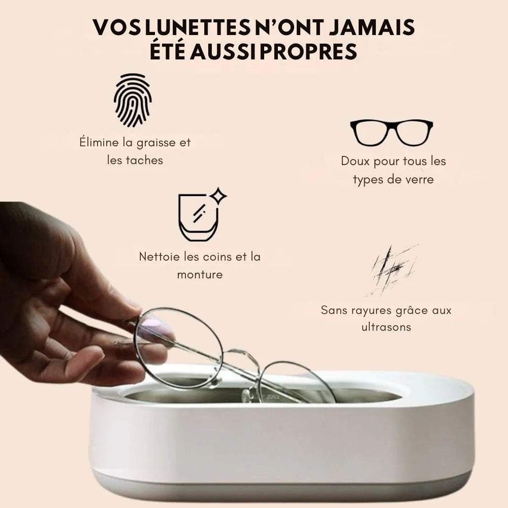 Nettoyeur à ultrasons pour lunettes – Des verres impeccables en quelques secondes