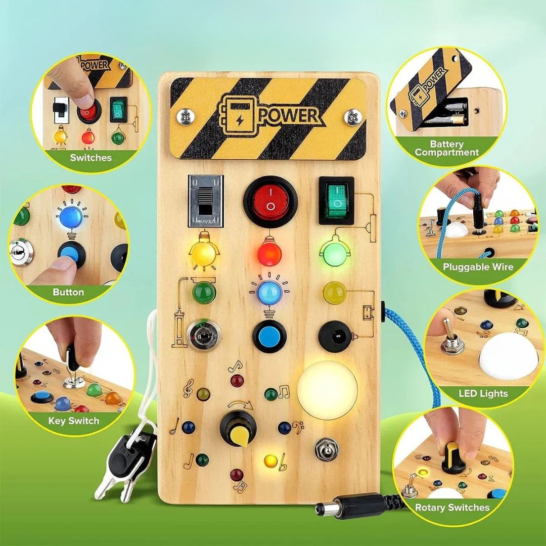 Board d’Éveil en Bois – Stimulez la Curiosité et la Motricité de Votre Tout-Petit