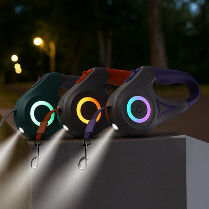 Laisse LED Automatique pour chien – Sécurisez vos promenades de nuit avec style