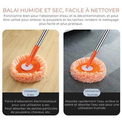 Mop Rotatif Magique – Nettoyez sans effort, jusque dans les moindres recoins